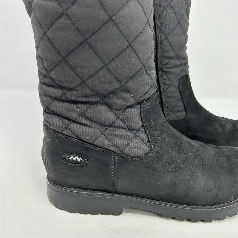 Clarks Boys or Girls Quilted Waterproof Snow Boots Black Size 2 Winter Casual